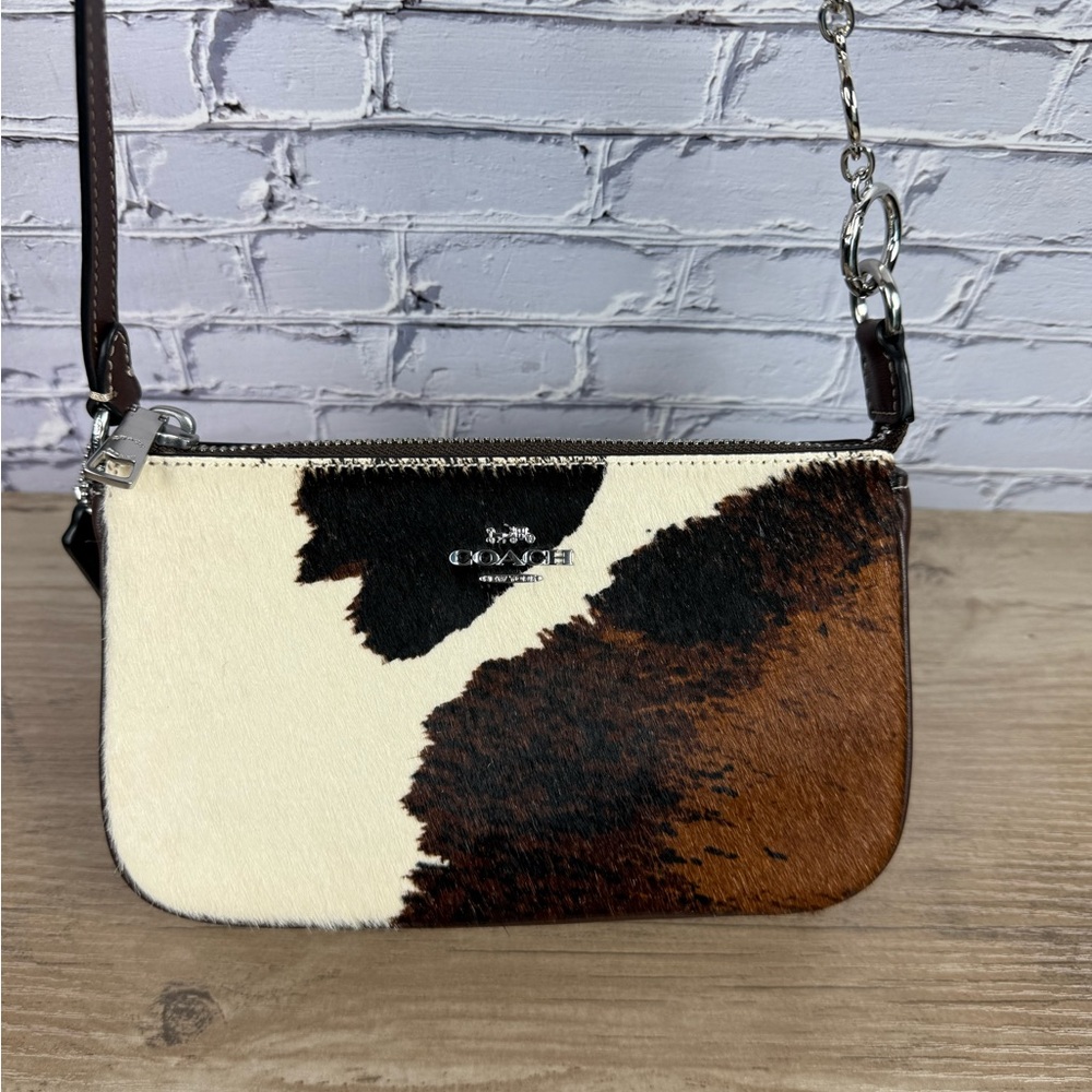 Coach Nolita 19 Cow Print NWT Silver with a free unbranded chain extender silver - Picture 6 of 14